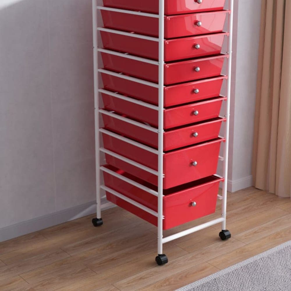 11-Tier Drawer Storage Rack with Small Bins (PP + Carbon Steel Tube, 16mm Diameter, 0.6mm Thickness)
