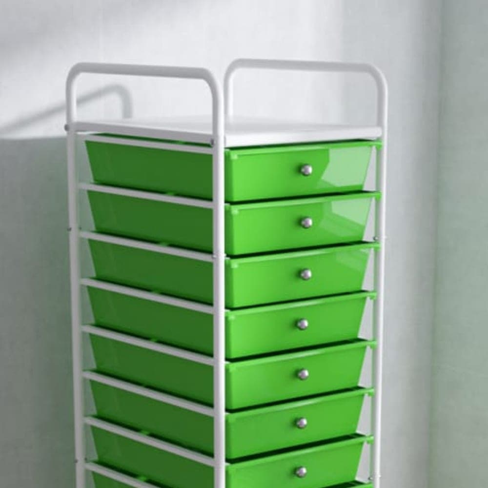 12-Tier Drawer Storage Rack with Small Bins (PP + Carbon Steel Tube, 16mm Diameter, 0.6mm Thickness)